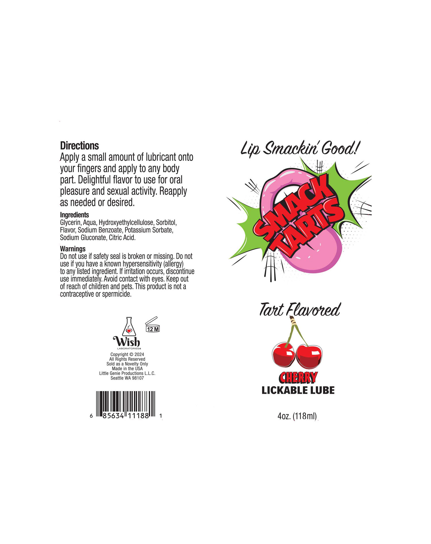 Smack Tarts 4oz Lickable Flavored Lubricant