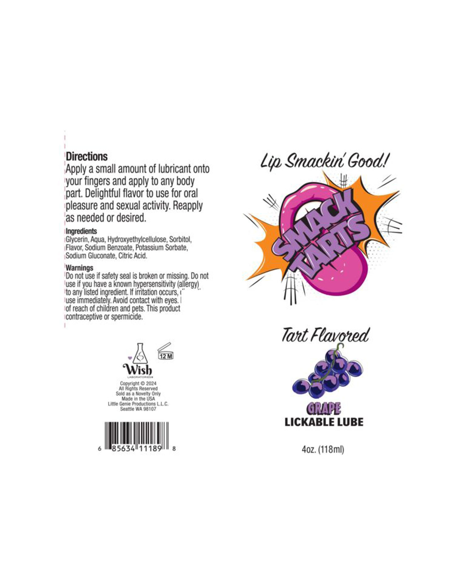 Smack Tarts 4oz Lickable Flavored Lubricant