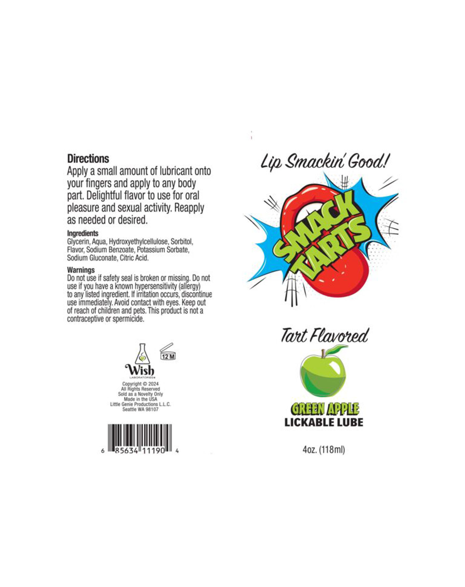 Smack Tarts 4oz Lickable Flavored Lubricant