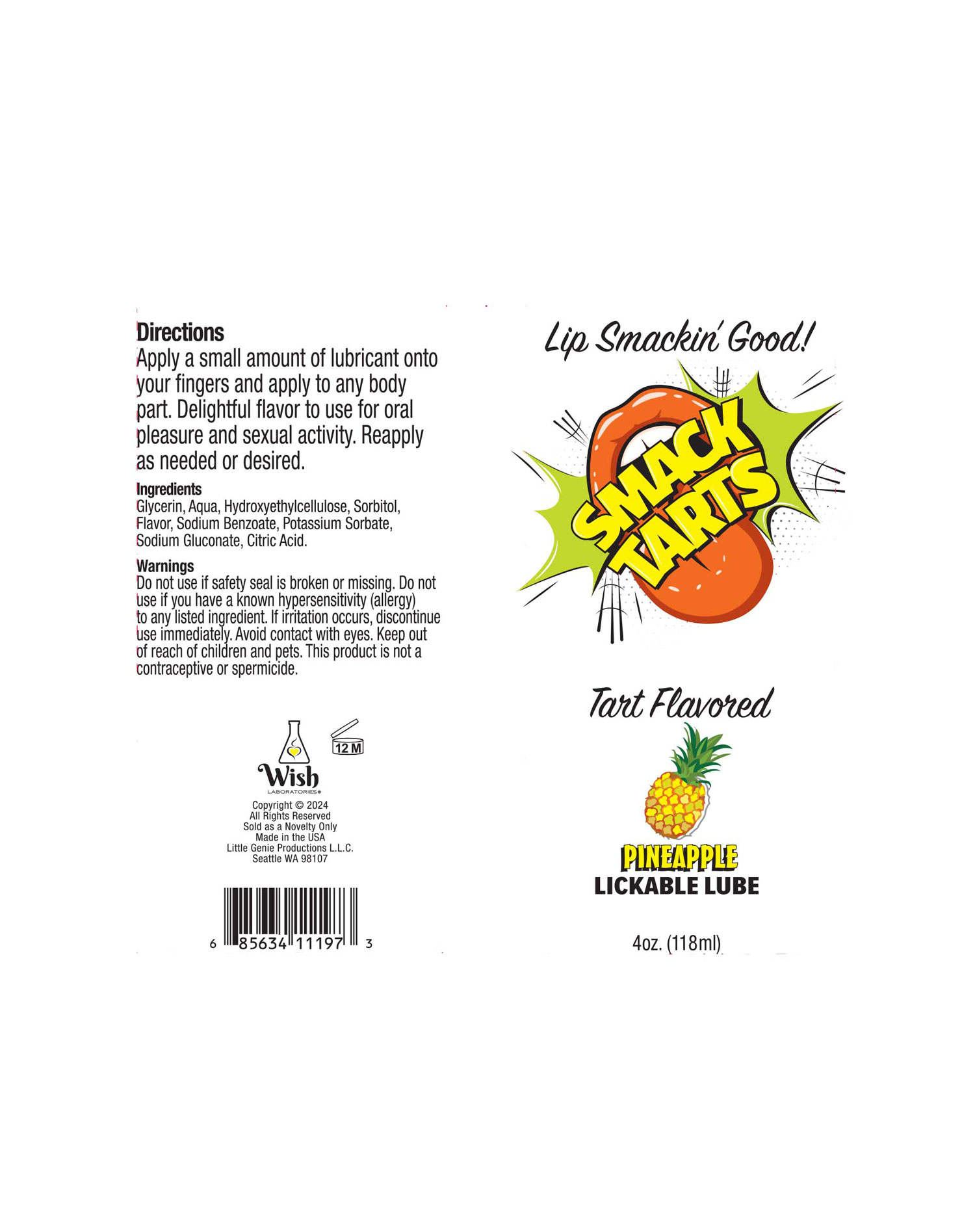 Smack Tarts 4oz Lickable Flavored Lubricant