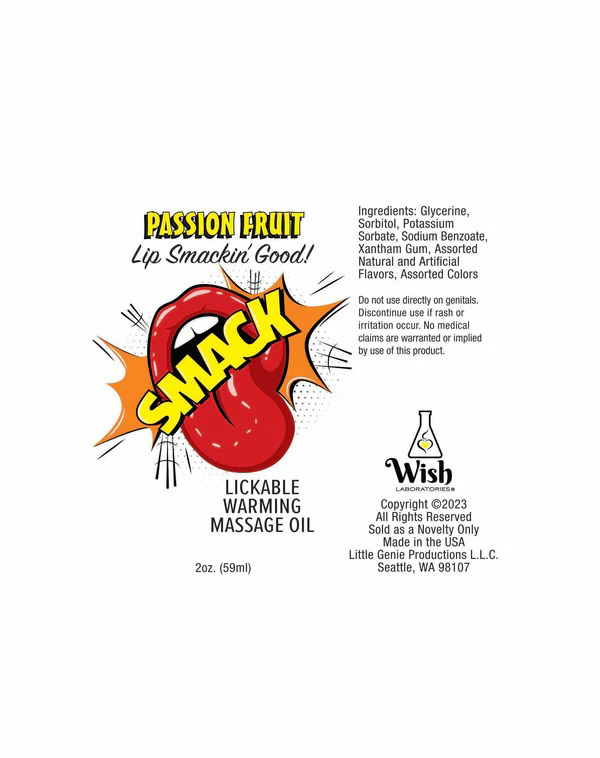 Smack Lickable Massage Oil, 3ml Pouch Display 36pc