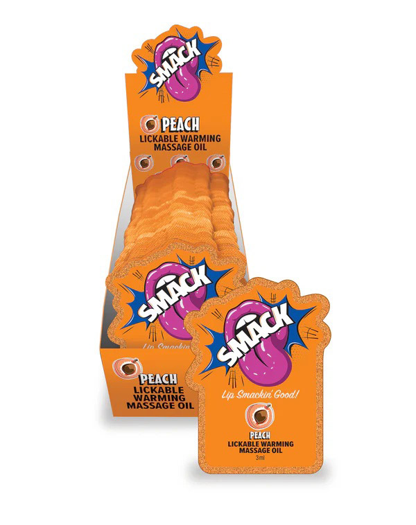 Smack Lickable Massage Oil, 3ml Pouch Display 36pc -Peach