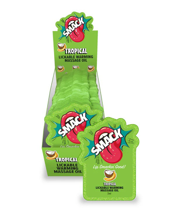 Smack Lickable Massage Oil, 3ml Pouch Display 36pc - Tropical