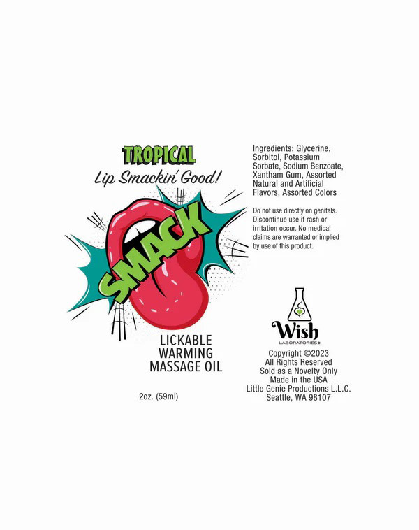 Smack Lickable Massage Oil, 3ml Pouch Display 36pc - Tropical