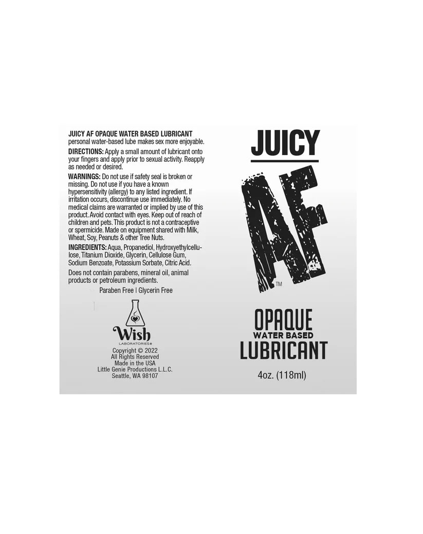 Juicy Af Water-Based Creamy White Opaque Lubricant - 4 Oz