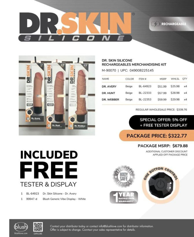 Dr. Skin Silicone Rechargeables Merchandising Kit
