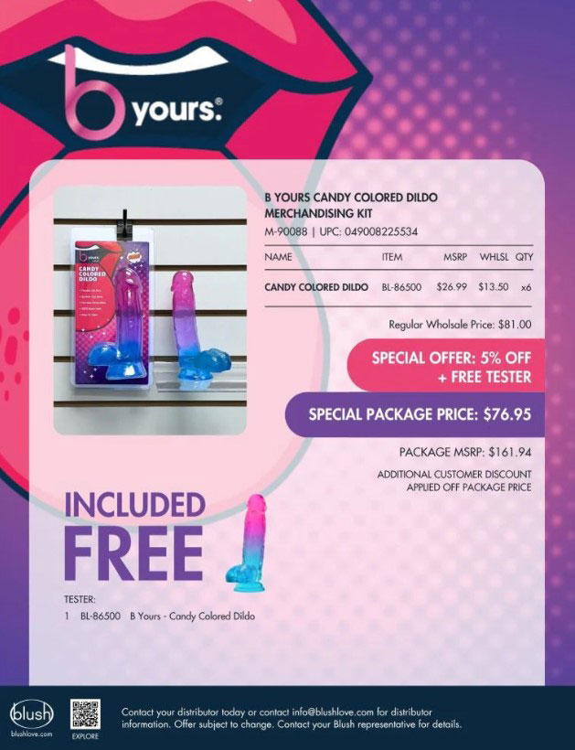 B Yours Candy Colored Dildo Merchandising Kit