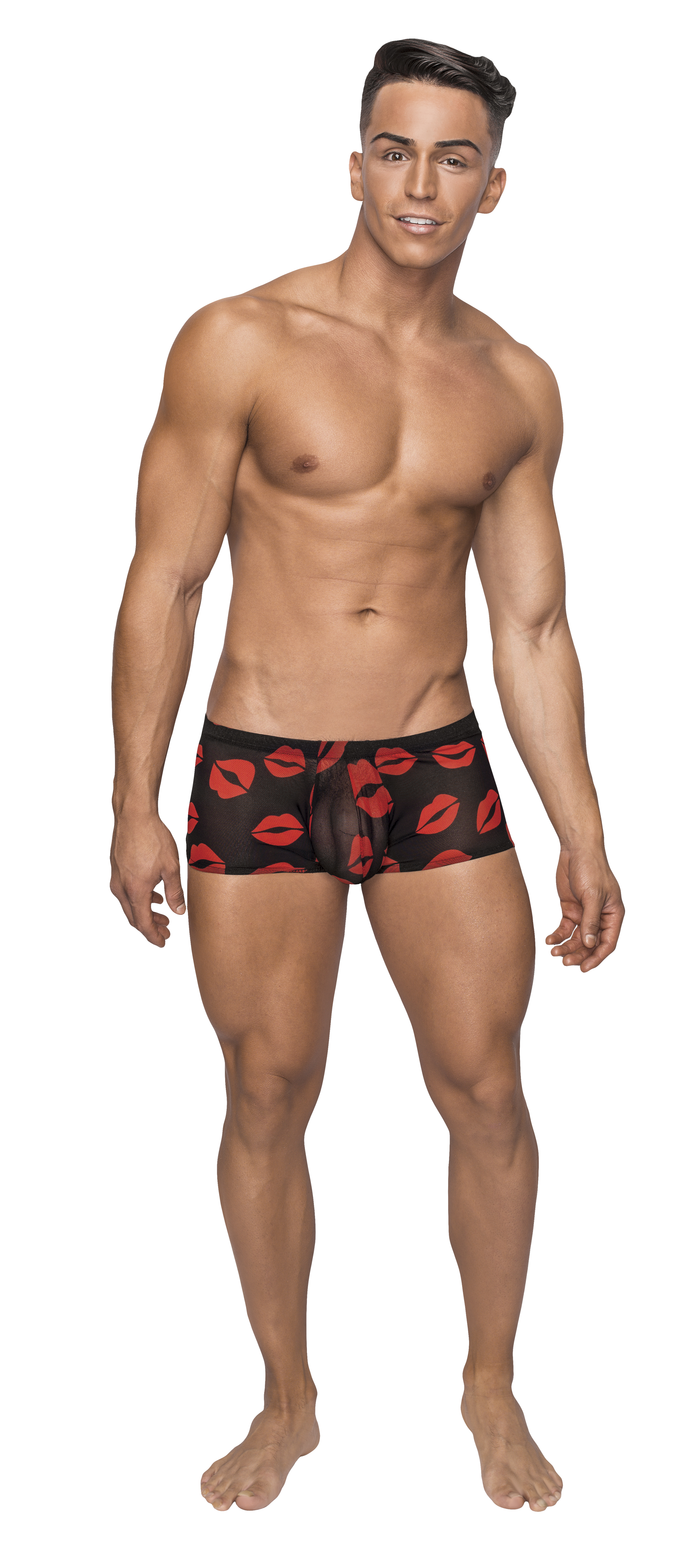 Kiss Me - Mini Short - Large - Sheer Lips
