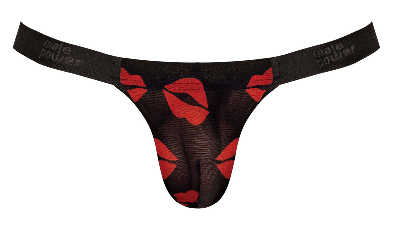 Kiss Me - Micro Thong v - Large/ X-Large - Sheer Lips