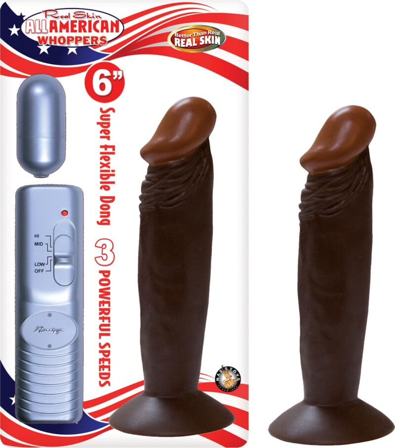 Afro American Whoppers 6 Inch Vibrating Dong With Bullet - Brown