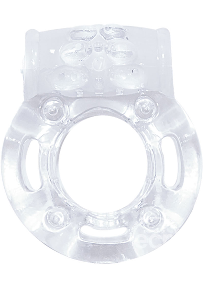 The Macho Crystal Collection Vibrating Cock Ring- Clear