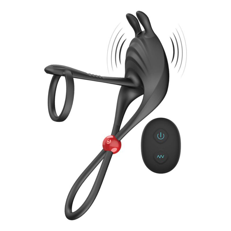 Cockpower Remote Control Cockring and Ball Cinch - Black