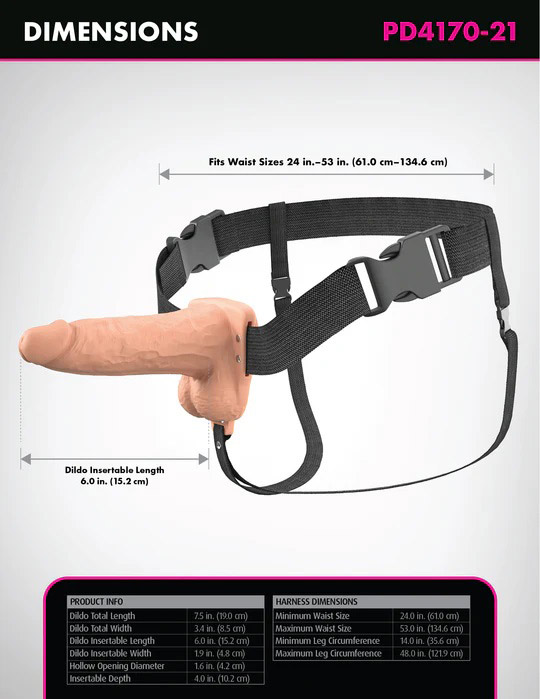 Fantasy X-Tensions Elite 6" Vibrating Hollow Silicone Strap-on - Light