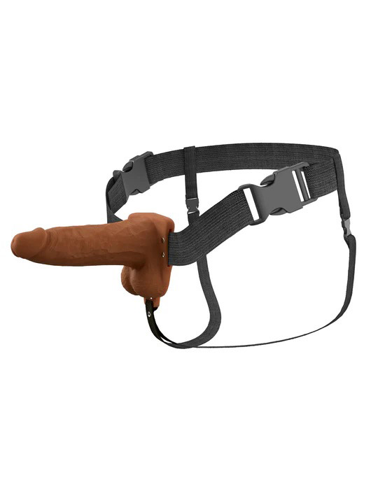 Fantasy X-Tensions Elite 6" Vibrating Hollow Silicone Strap-on - Brown