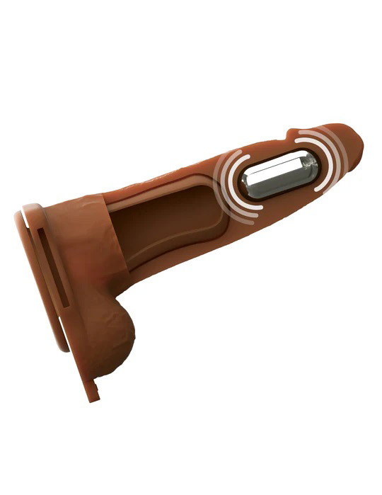 Fantasy X-Tensions Elite 6" Vibrating Hollow Silicone Strap-on - Brown