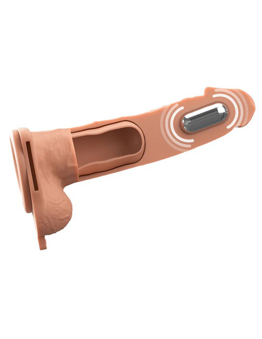 Fantasy X-Tensions Elite 7" Vibrating Hollow Silicone Strap-on - Light