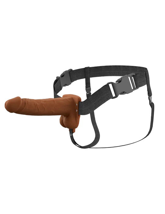 Fantasy X-Tensions Elite 7" Vibrating Hollow Silicone Strap-on - Brown