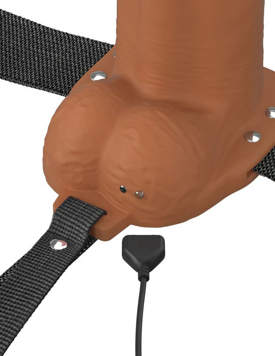 Fantasy X-Tensions Elite 7" Vibrating Hollow Silicone Strap-on - Brown