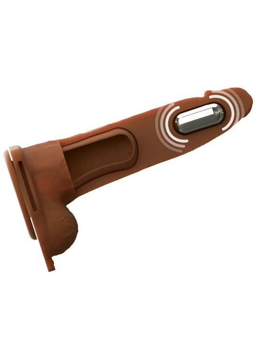 Fantasy X-Tensions Elite 7" Vibrating Hollow Silicone Strap-on - Brown