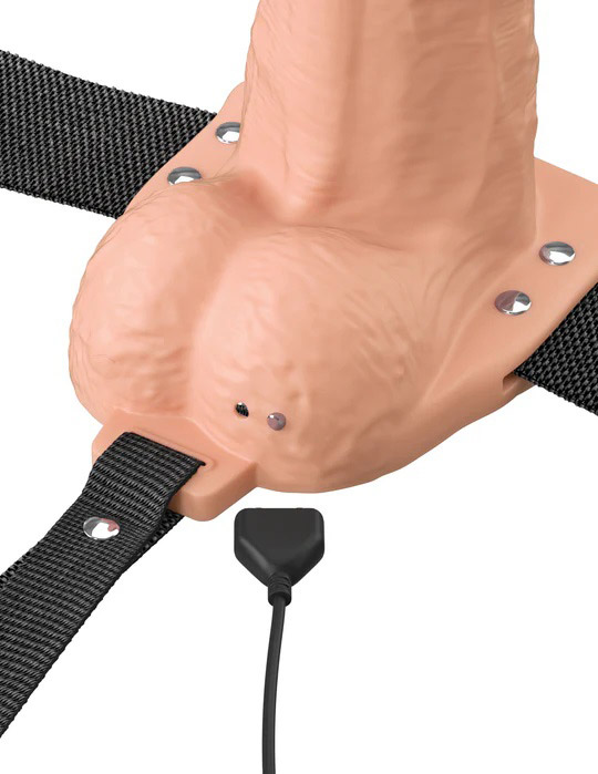 Fantasy X-Tensions Elite 8" Vibrating Hollow Silicone Strap-on - Light