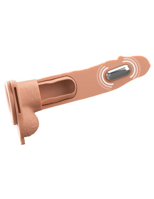 Fantasy X-Tensions Elite 8" Vibrating Hollow Silicone Strap-on - Light