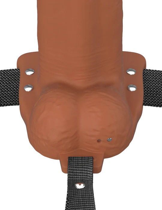 Fantasy X-Tensions Elite 8" Vibrating Hollow Silicone Strap-on - Brown