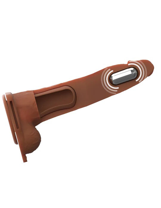 Fantasy X-Tensions Elite 8" Vibrating Hollow Silicone Strap-on - Brown