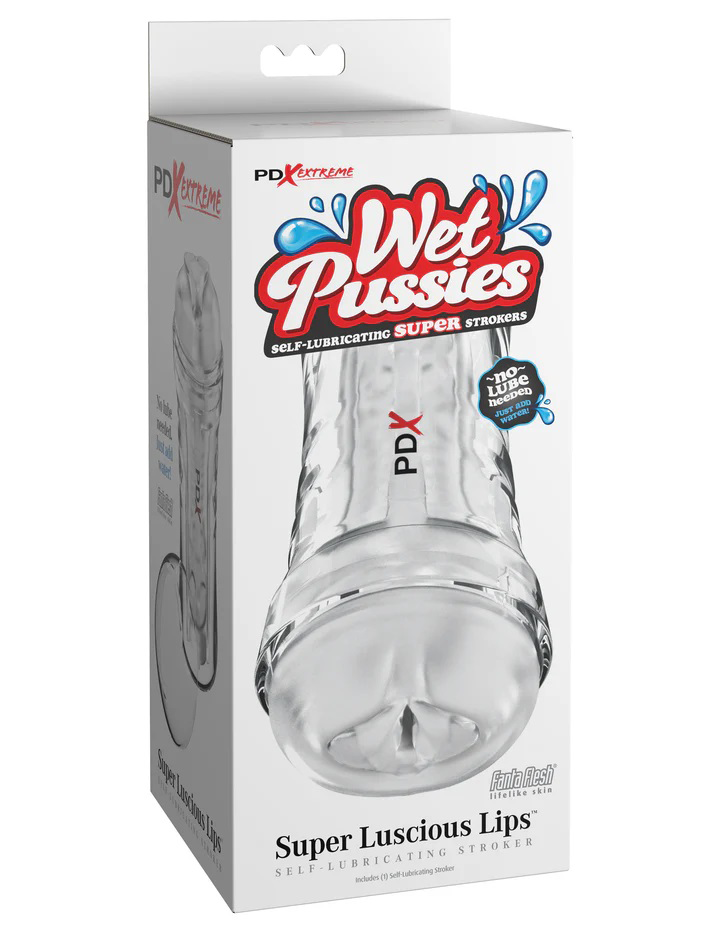 Pdx Extreme Wet Pussies Super Luscious Lips Self-Lubricating Stroker - Frosted