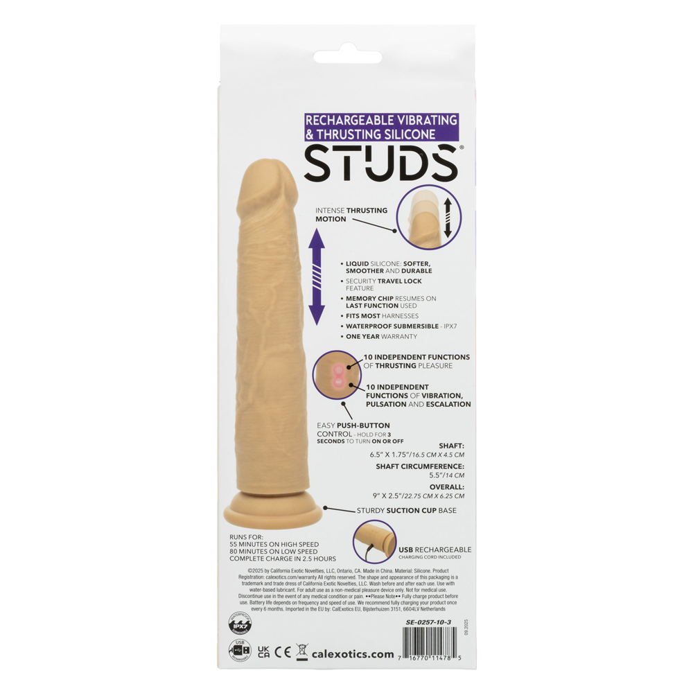 Rechargeable Vibrating and Thrusting Silicone Studs