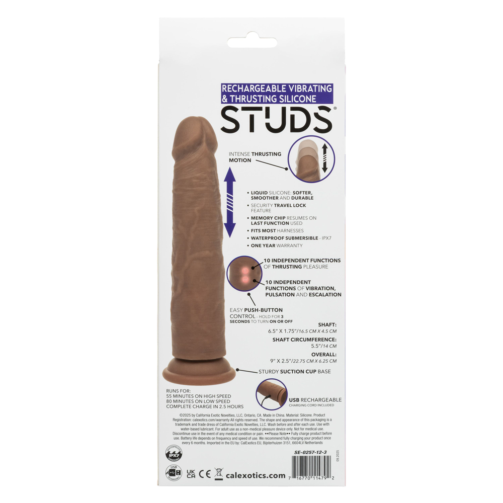 Rechargeable Vibrating and Thrusting Silicone Studs