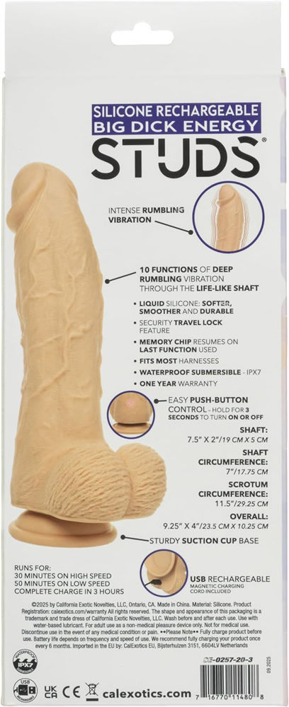 Silicone Rechargeable Big Dick Energy Studs