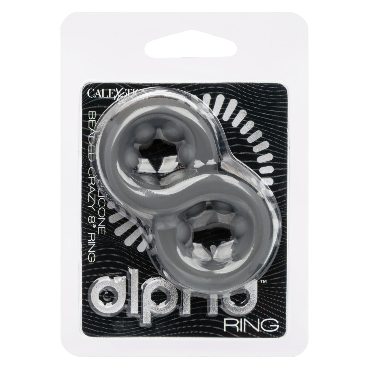 Alpha Liquid Silicone Beaded Crazy 8 Ring Grey