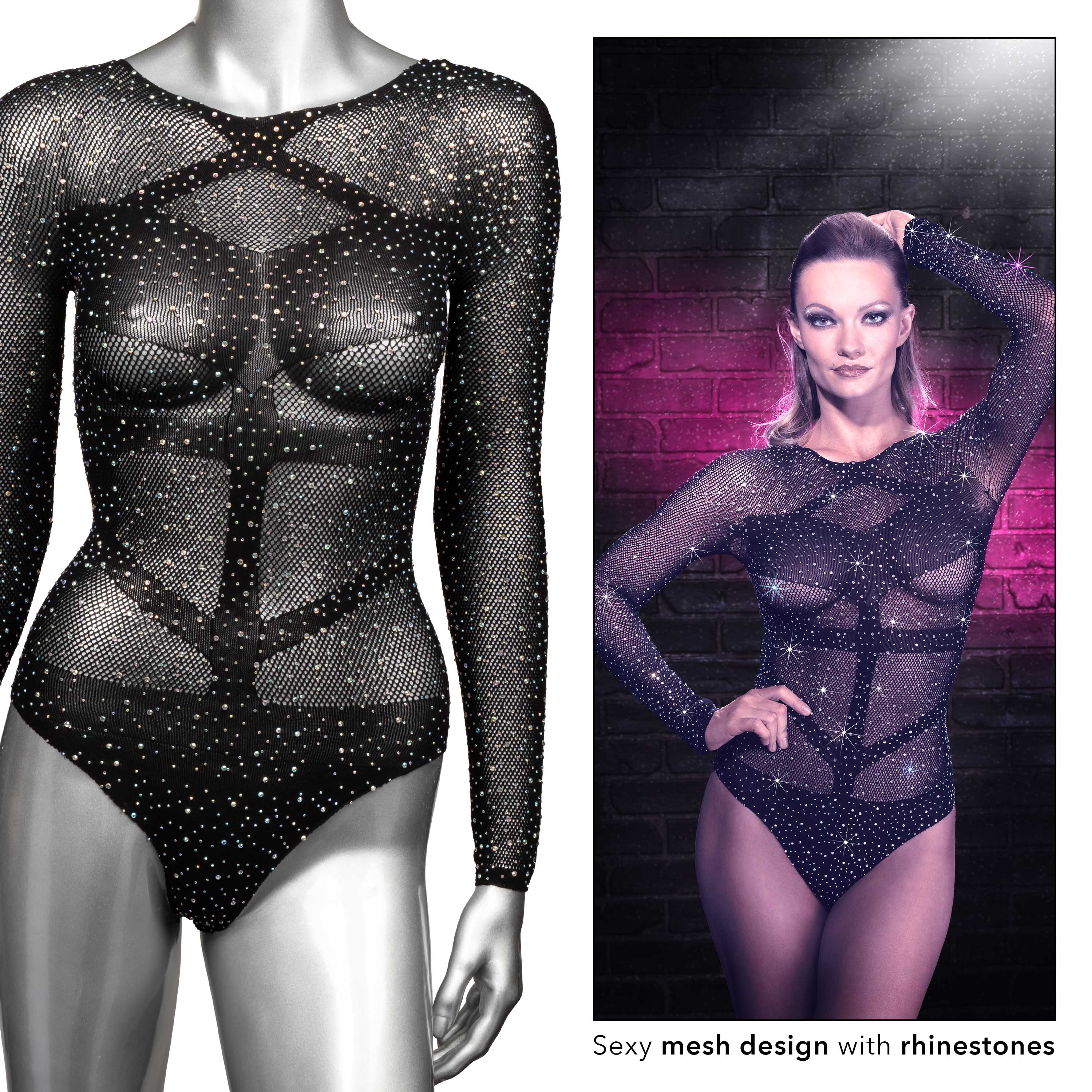 Radiance Long Sleeve Body Suit - One Size - Black