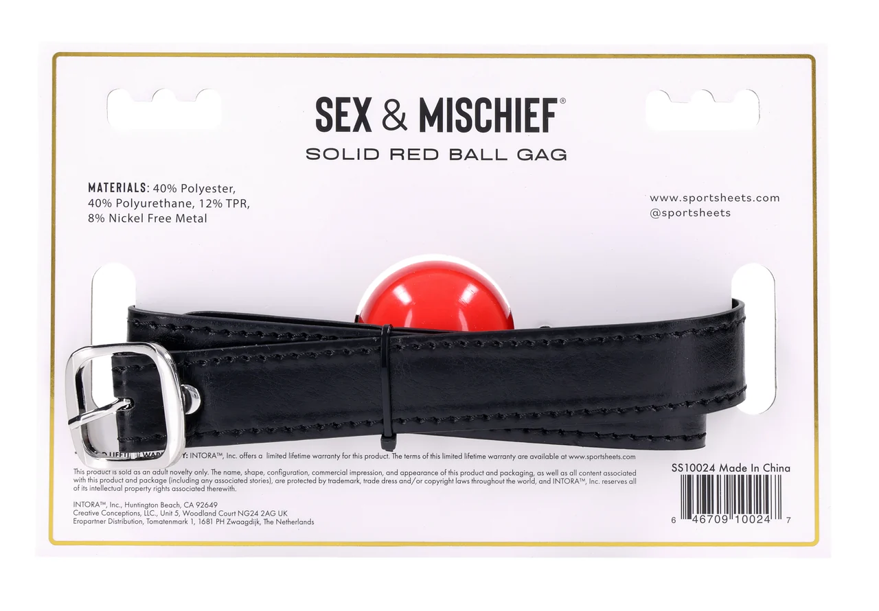 Sex and Mischief Solid Ball Gag - Red