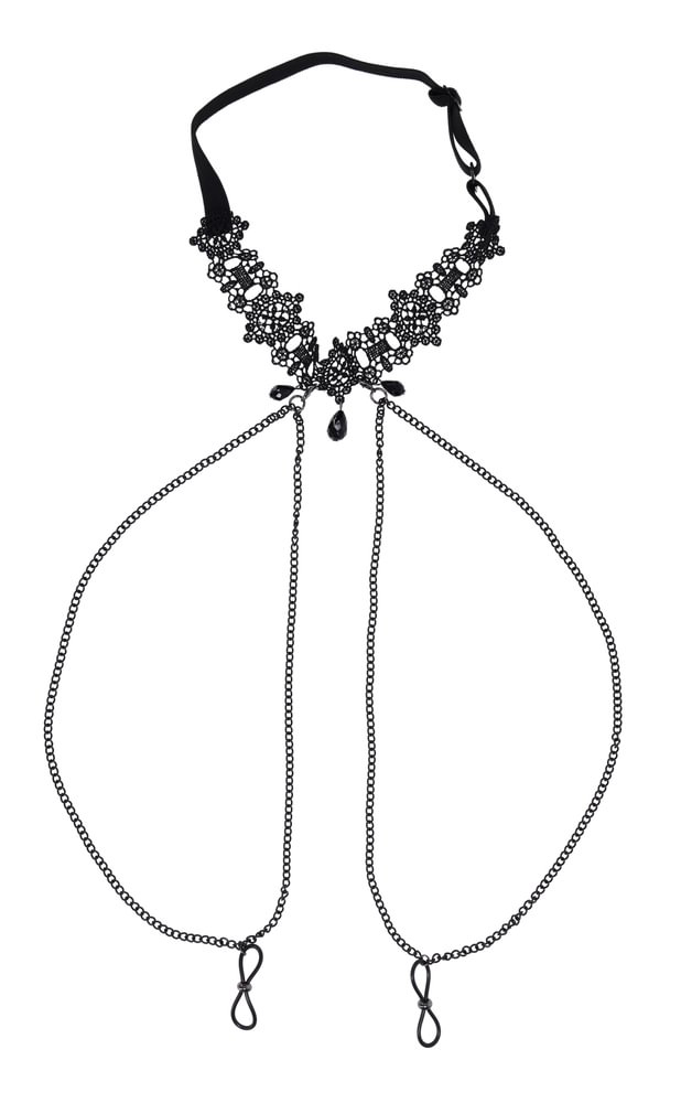 Lace Collar With Nipple Ties