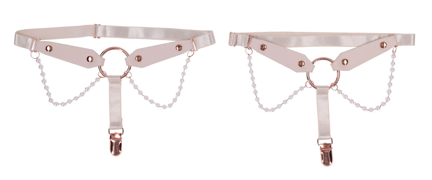 Peaches 'N Creame Pearl Garters - Peach