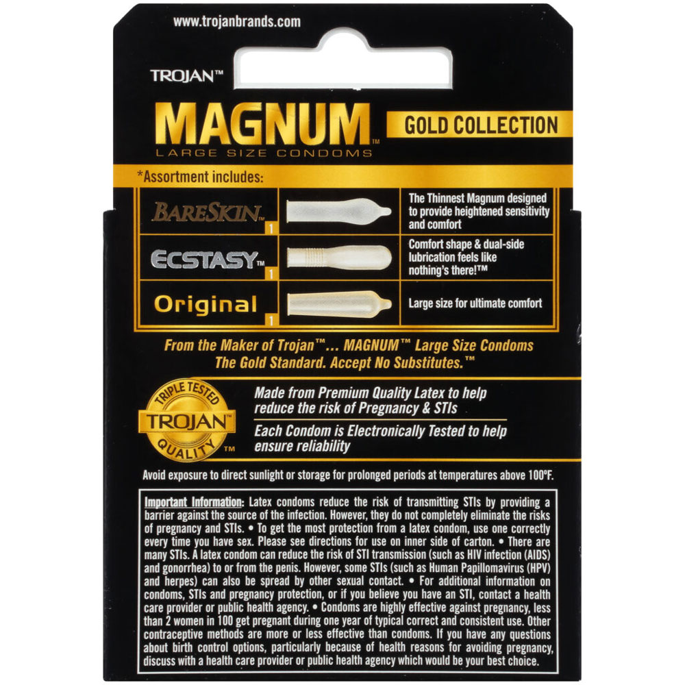 Trojan Magnum Large Size Gold Collection Condoms - 3 Pack