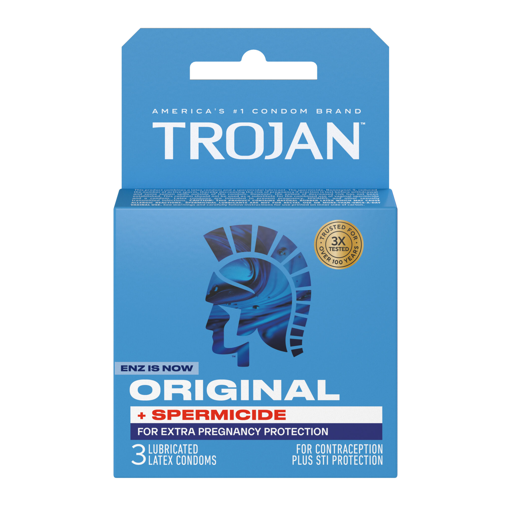 Trojan Enz Armor Spermicidal Lubricated Condoms - 3 Pack