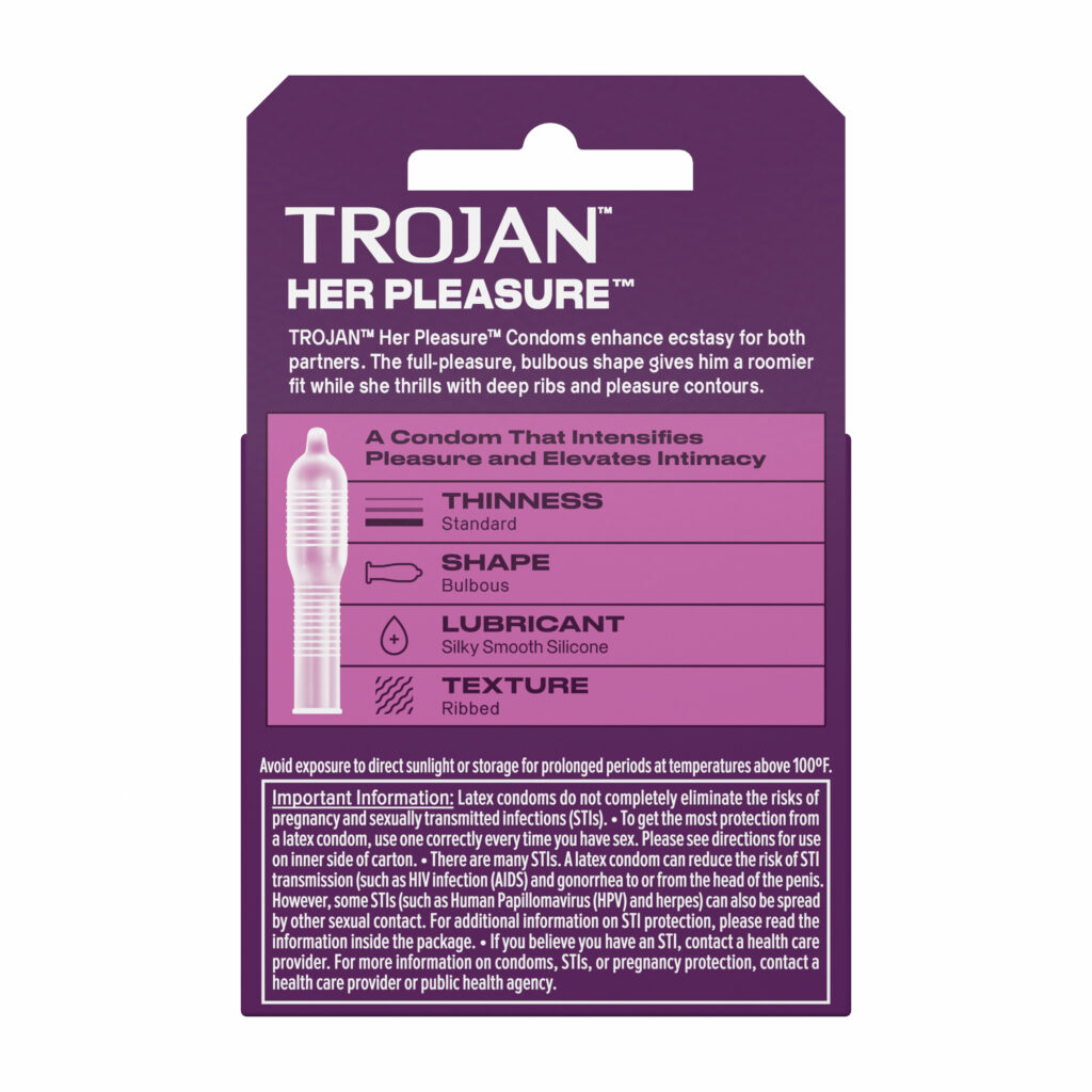 Trojan Her Pleasure Sensations Lubricated Condoms - 3 Pack