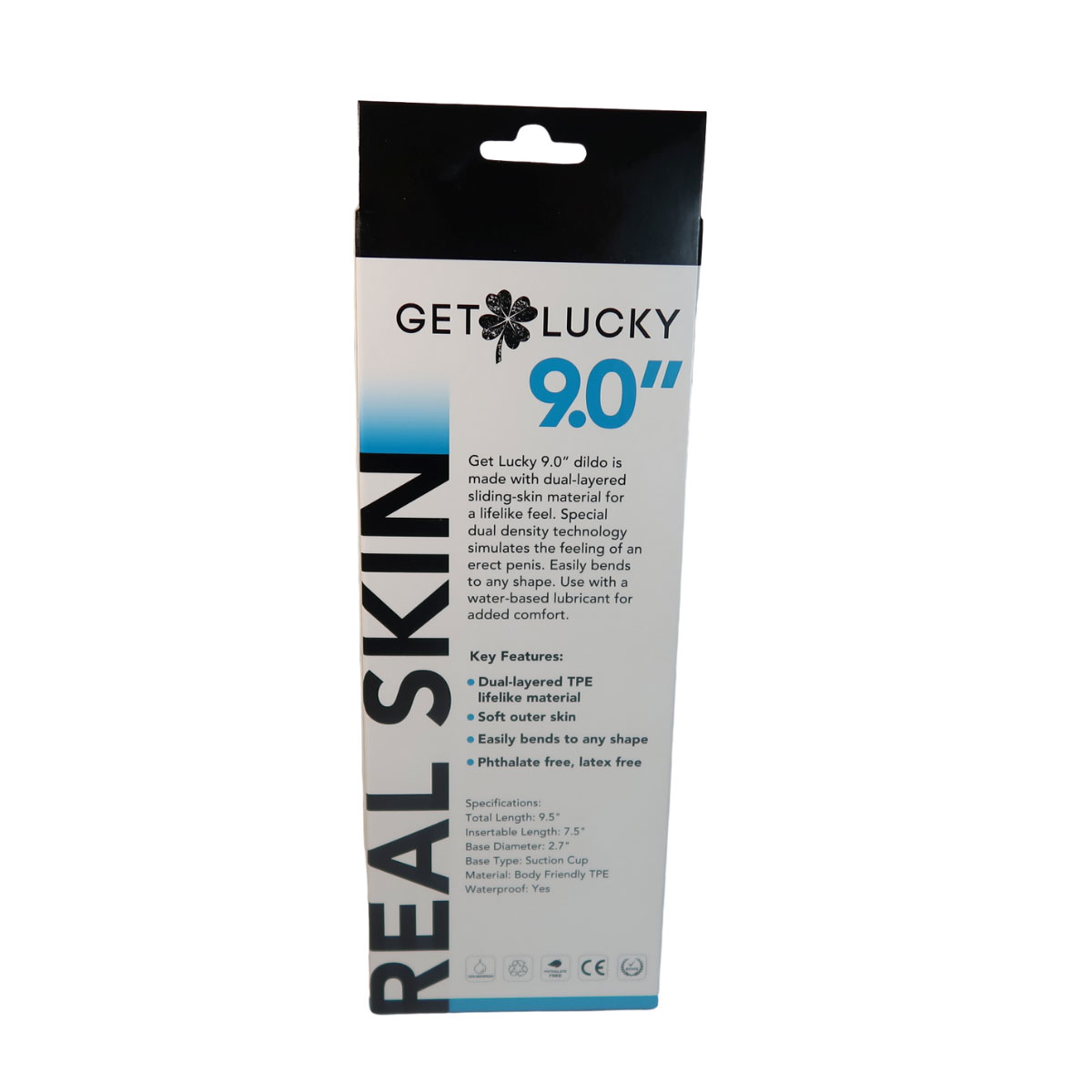 Get Lucky Real Skin 9" Dual Layer Dildo Dark Brown