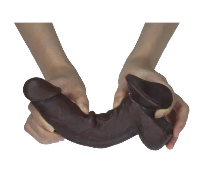 Get Lucky Real Skin 7.5" Dual Layer Dildo Dark Brown