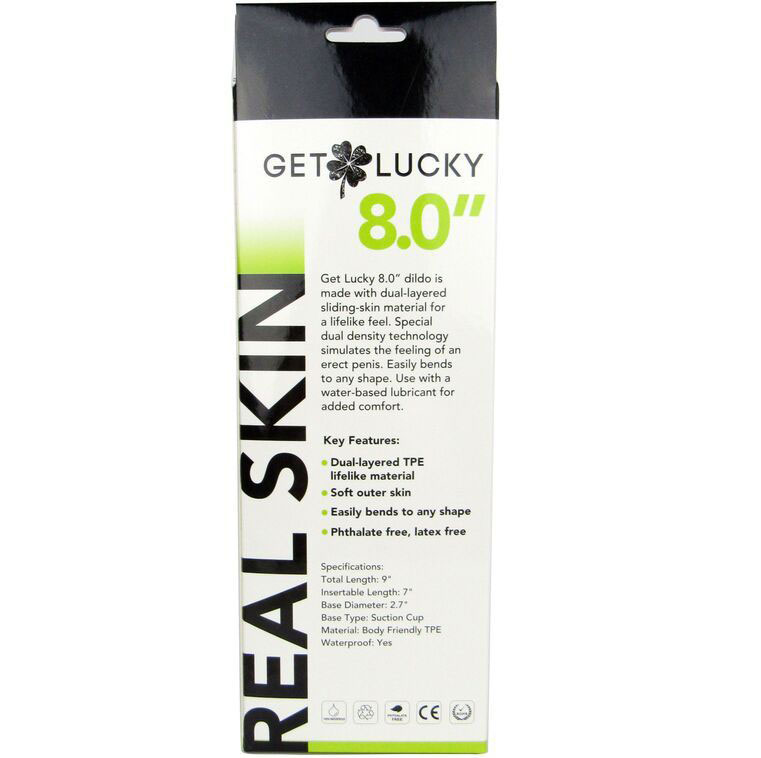 Get Lucky Real Skin 8" Dual Layer Dildo Light Brown