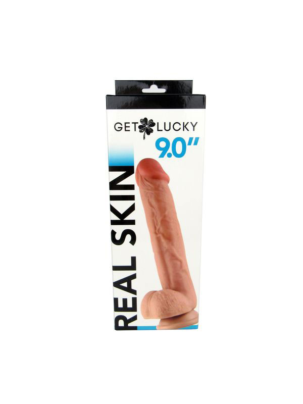 Get Lucky Real Skin 9" Dual Layer Dildo Beige