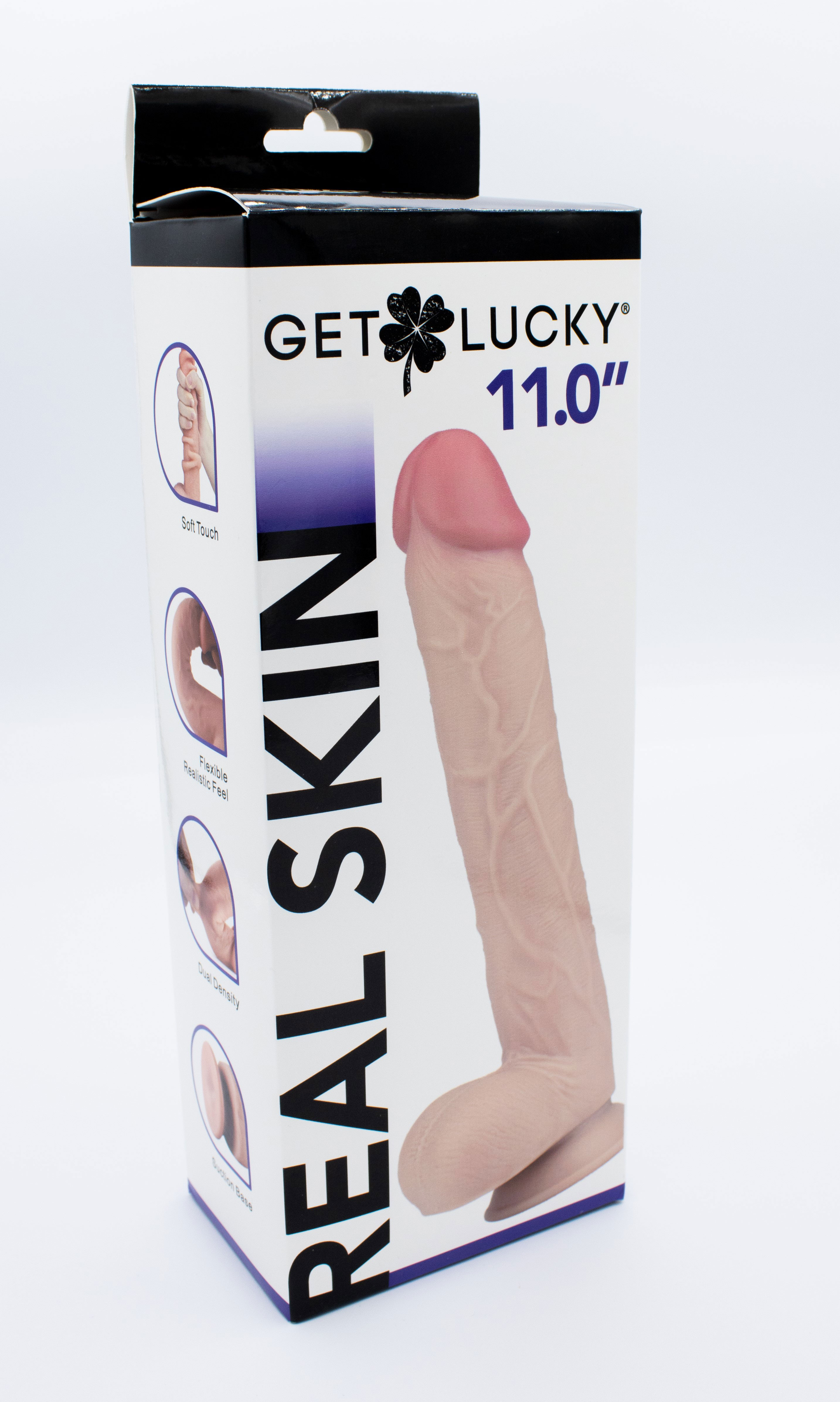 Get Lucky Real Skin 11” Dual Layer Dildo Beige