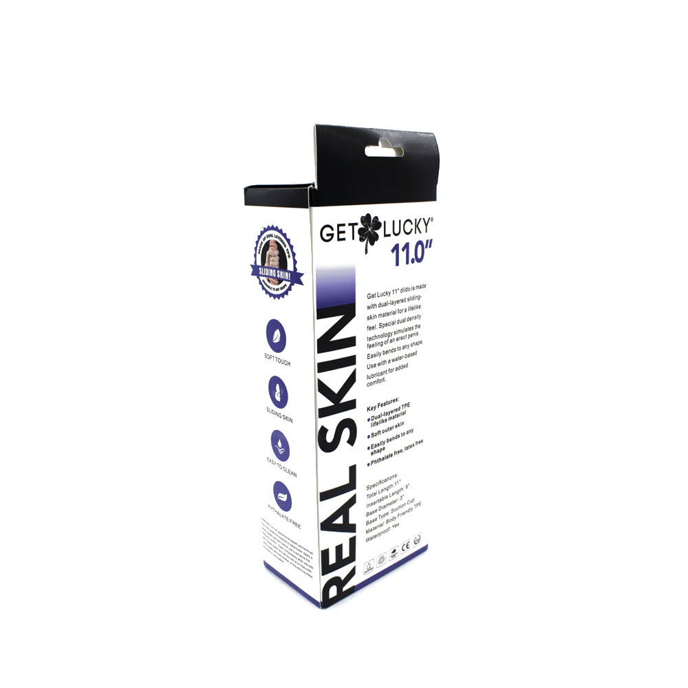 Get Lucky Real Skin 11” Dual Layer Dildo Beige