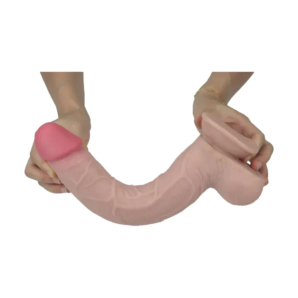 Get Lucky Real Skin 11” Dual Layer Dildo Beige