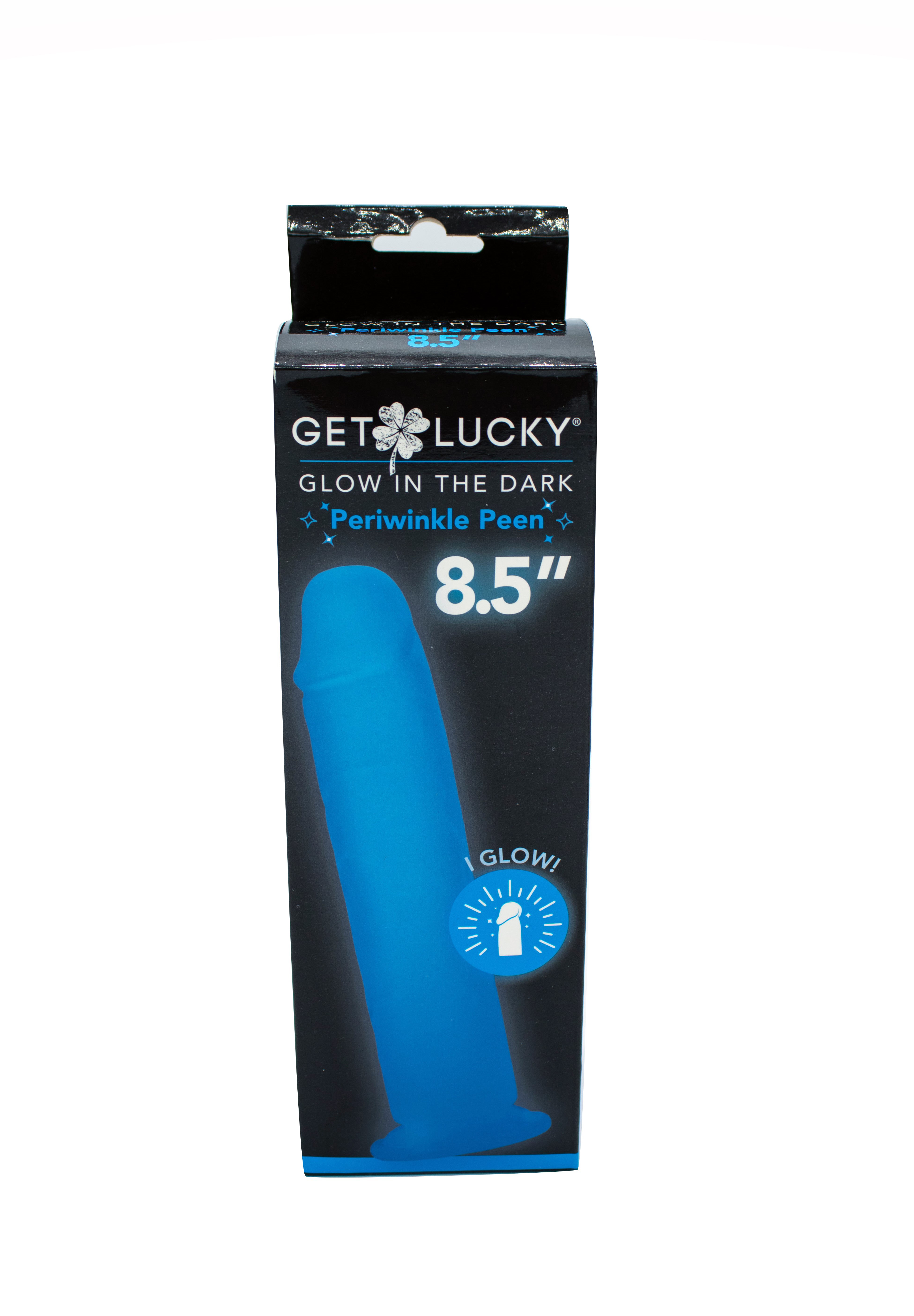Get Lucky Glow-in-the-Dark Periwinkle Peen 8.5" Dildo