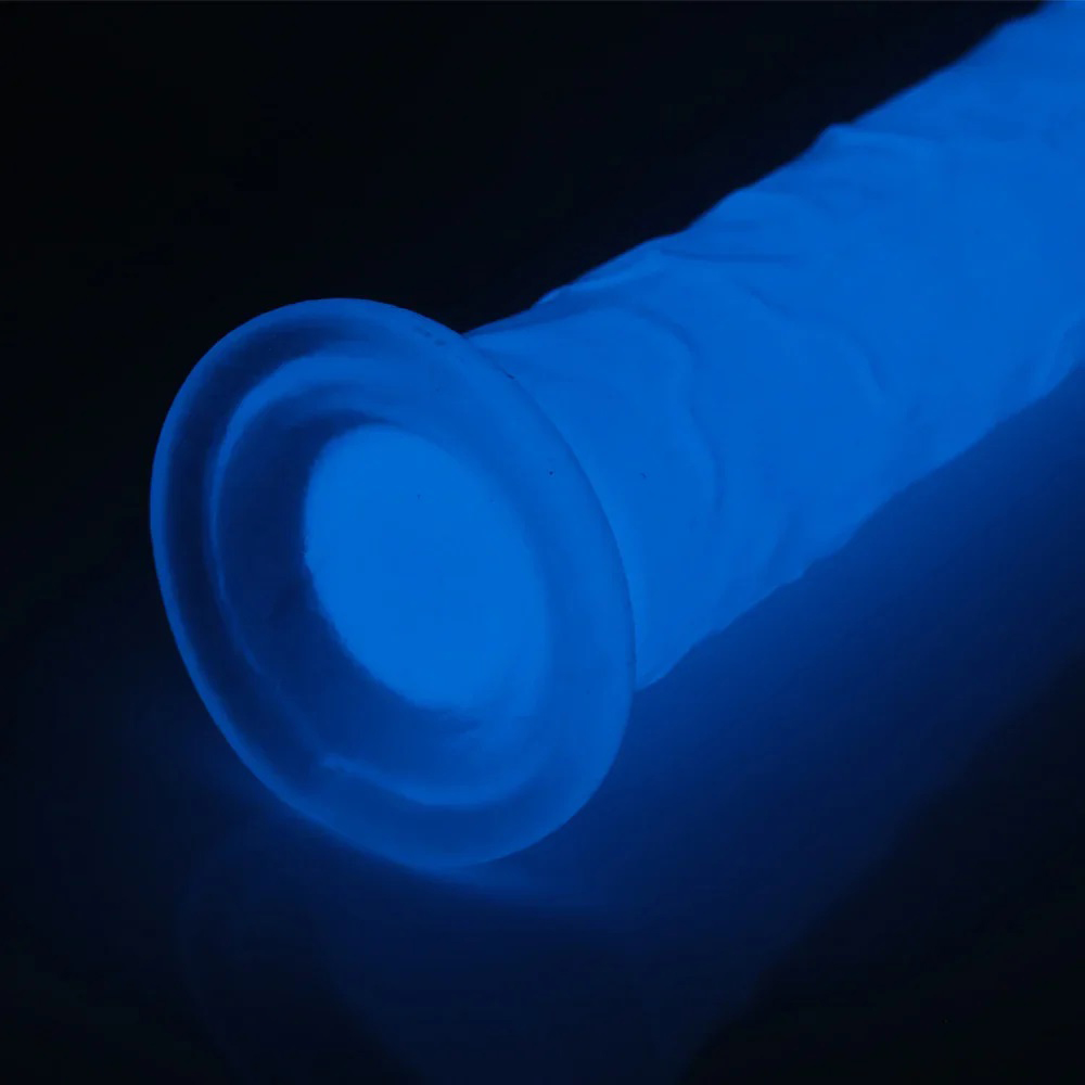 Get Lucky Glow-in-the-Dark Periwinkle Peen 8.5" Dildo