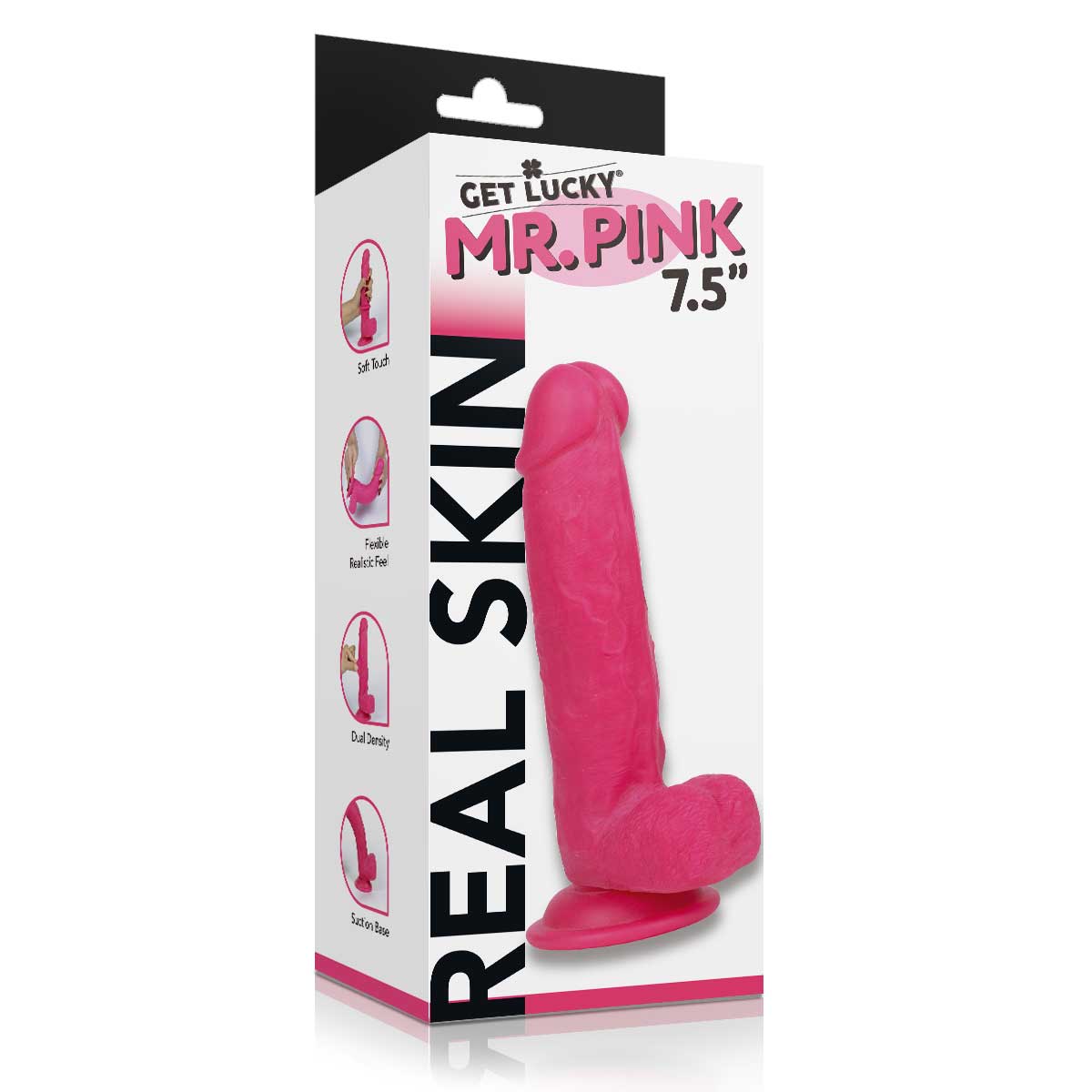 Get Lucky Real Skin Mr. Pink 7.5" Dual Layer Dildo