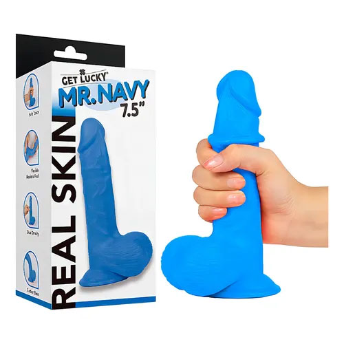 Get Lucky Real Skin Mr. Navy 7.5" Dual Layer Dildo
